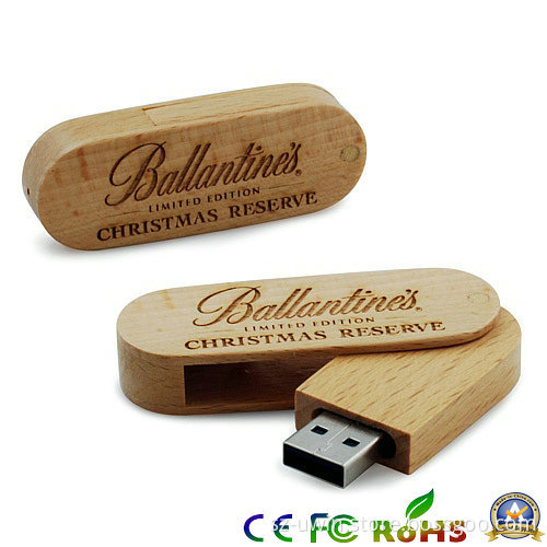 4GB Rotating Wooden Bamboo USB Flash Drive Memory Stick (MT011)